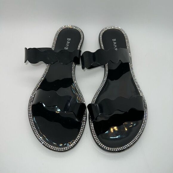 Bamboo Alison02 Lucite Jelly Rhinestone Soft Open Toe Slide Sandal Size 5 New - Picture 2 of 7